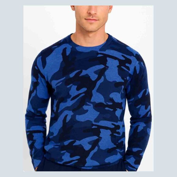 Club Room Navy Blue Combo Camo Cashmere Sweater 2-Ply Men's Size XL - Picture 1 of 2